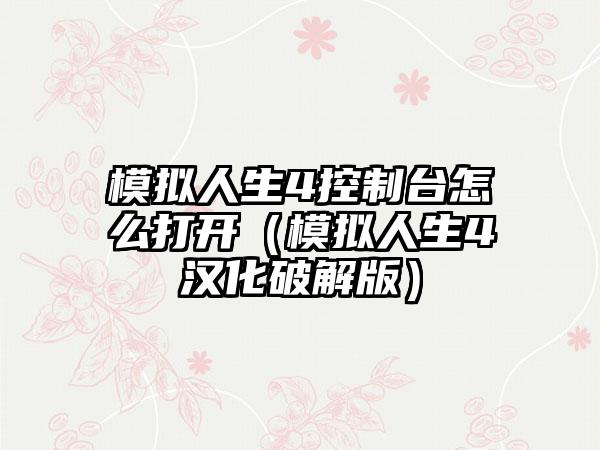 模拟人生4控制台怎么打开（模拟人生4汉化破解版）