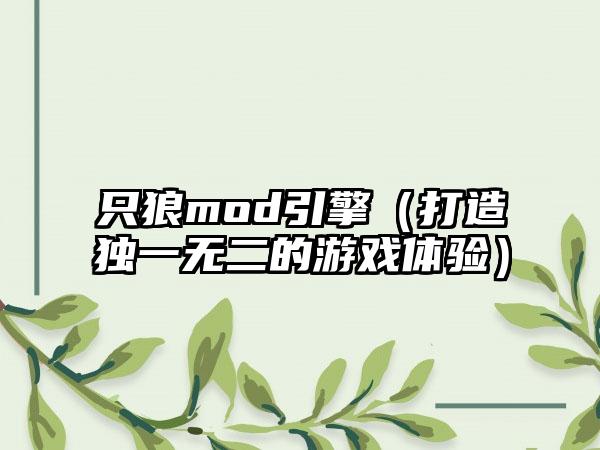 只狼mod引擎（打造独一无二的游戏体验）
