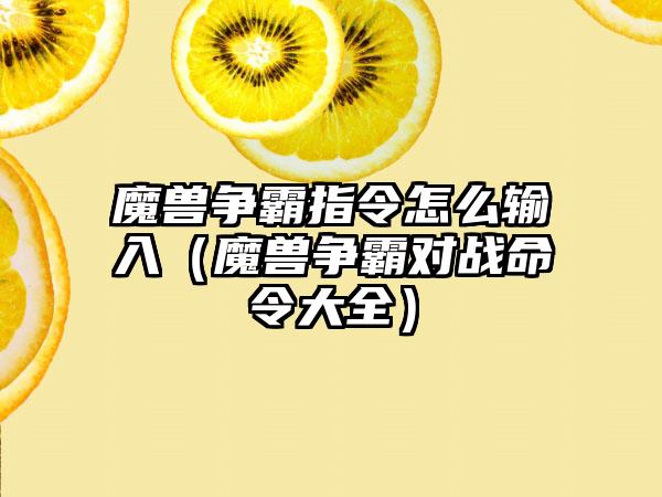 魔兽争霸指令怎么输入（魔兽争霸对战命令大全）