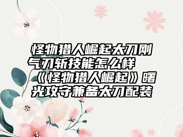 怪物猎人崛起太刀刚气刃斩技能怎么样 《怪物猎人崛起》曙光攻守兼备太刀配装