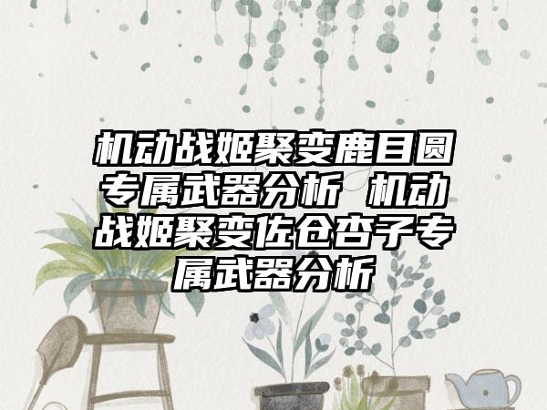 机动战姬聚变鹿目圆专属武器分析 机动战姬聚变佐仓杏子专属武器分析