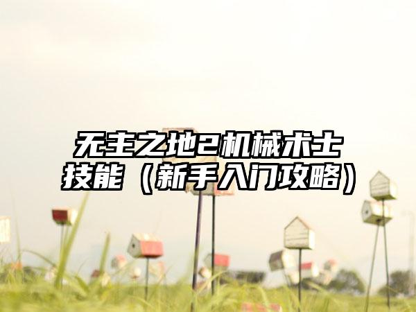 无主之地2机械术士技能（新手入门攻略）