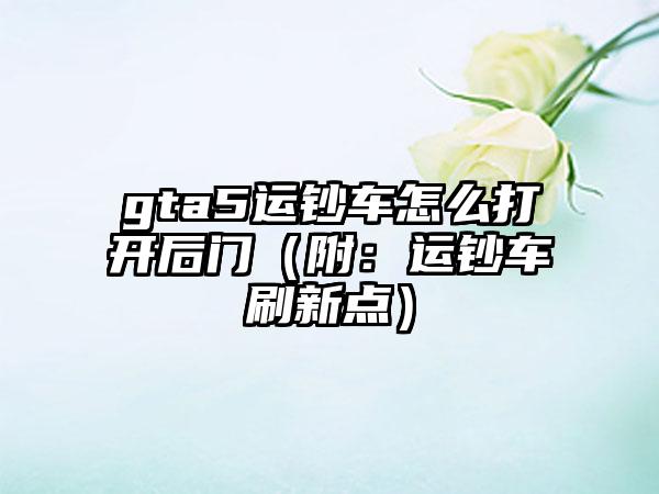 gta5运钞车怎么打开后门（附：运钞车刷新点）