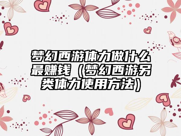 梦幻西游体力做什么最赚钱（梦幻西游另类体力使用方法）