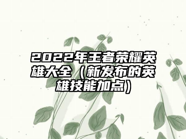 2022年王者荣耀英雄大全（新发布的英雄技能加点）