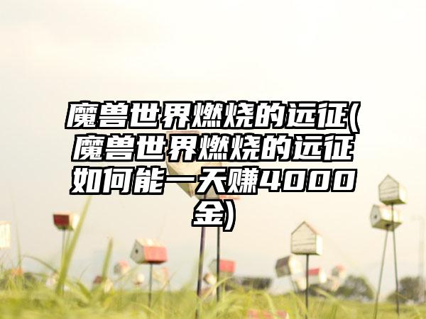 魔兽世界燃烧的远征(魔兽世界燃烧的远征如何能一天赚4000金)