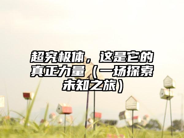 超究极体，这是它的真正力量（一场探索未知之旅）