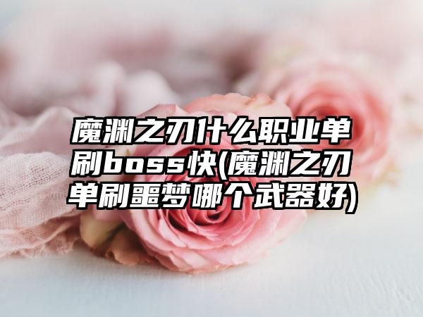 魔渊之刃什么职业单刷boss快(魔渊之刃单刷噩梦哪个武器好)