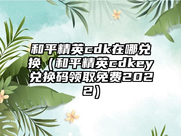 和平精英cdk在哪兑换（和平精英cdkey兑换码领取免费2022）