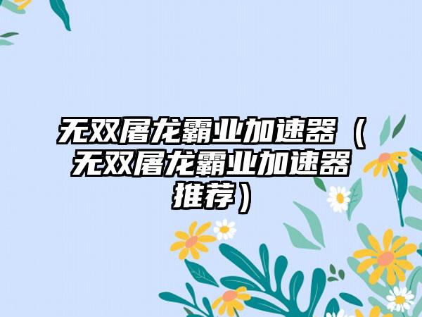 无双屠龙霸业加速器（无双屠龙霸业加速器推荐）