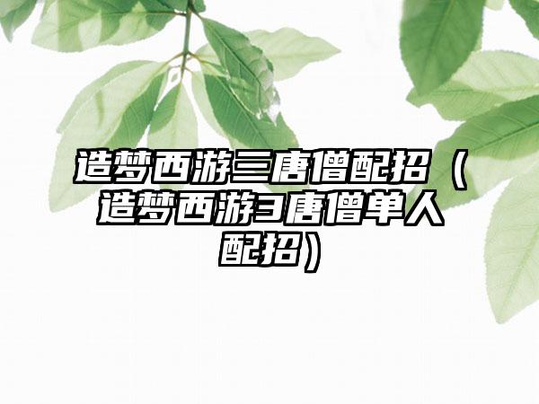 造梦西游三唐僧配招（造梦西游3唐僧单人配招）