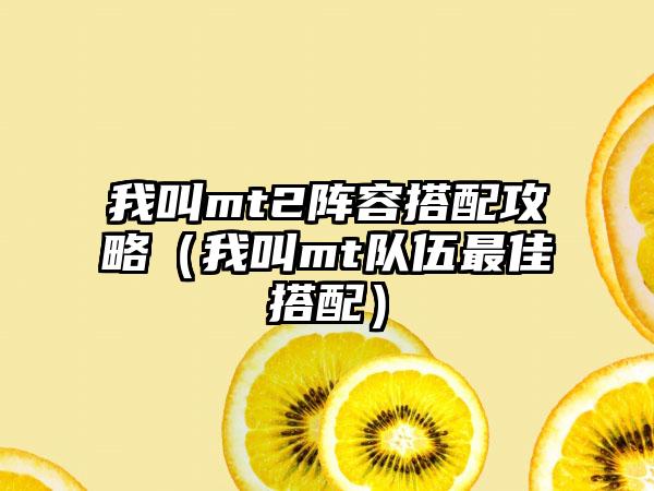 我叫mt2阵容搭配攻略（我叫mt队伍最佳搭配）