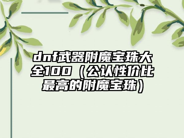dnf武器附魔宝珠大全100（公认性价比最高的附魔宝珠）