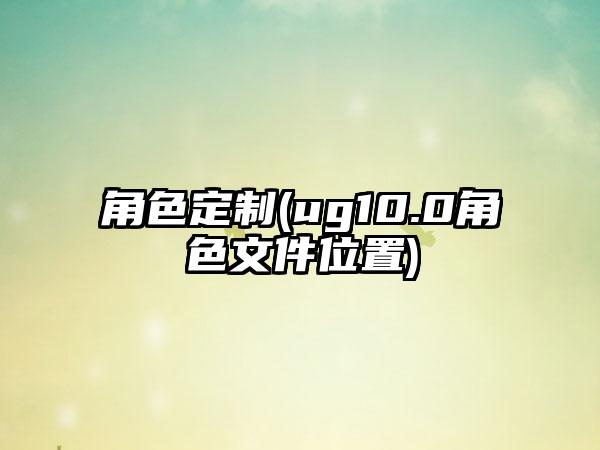 角色定制(ug10.0角色文件位置)