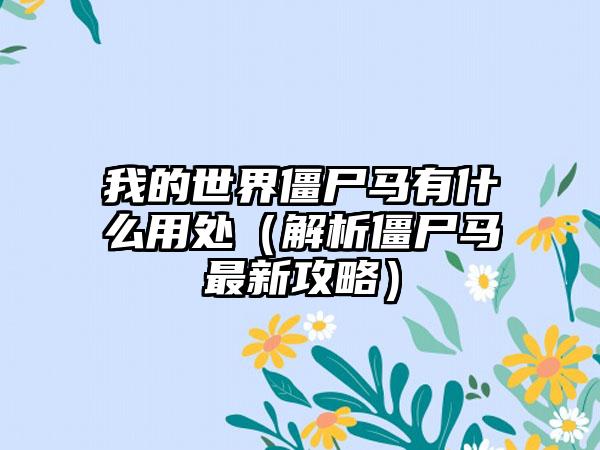 我的世界僵尸马有什么用处（解析僵尸马最新攻略）