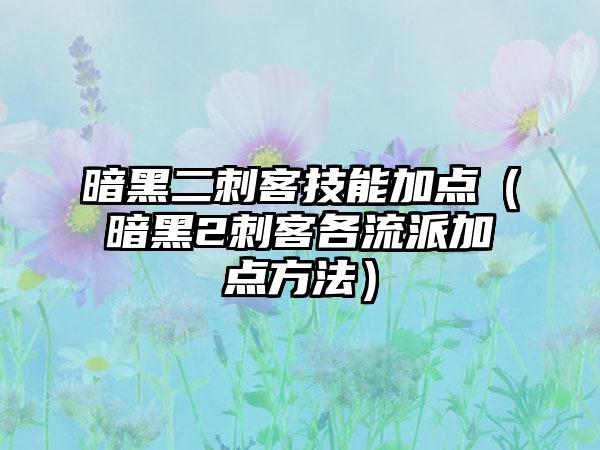 暗黑二刺客技能加点（暗黑2刺客各流派加点方法）