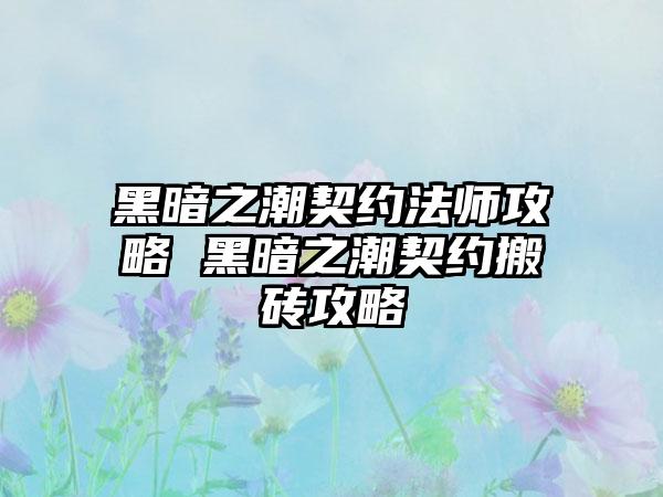 黑暗之潮契约法师攻略 黑暗之潮契约搬砖攻略