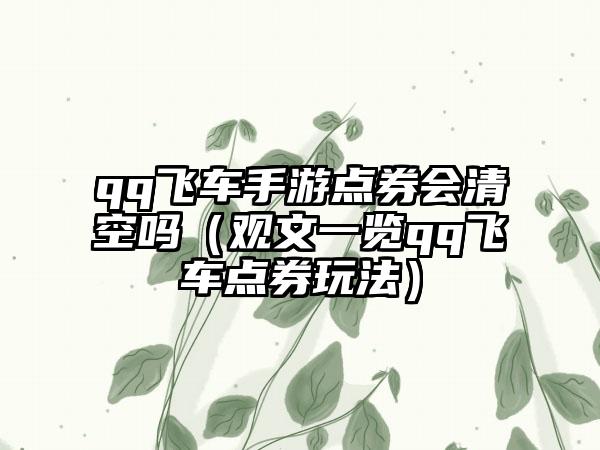 qq飞车手游点券会清空吗（观文一览qq飞车点券玩法）