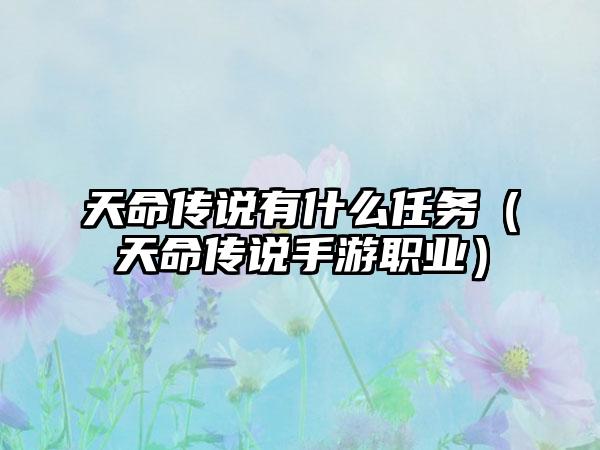 天命传说有什么任务（天命传说手游职业）