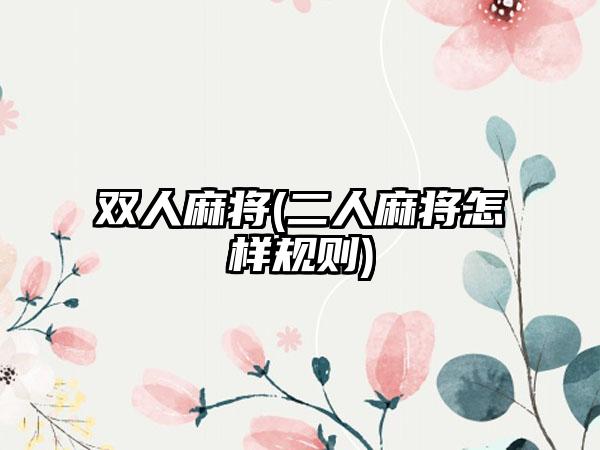 双人麻将(二人麻将怎样规则)