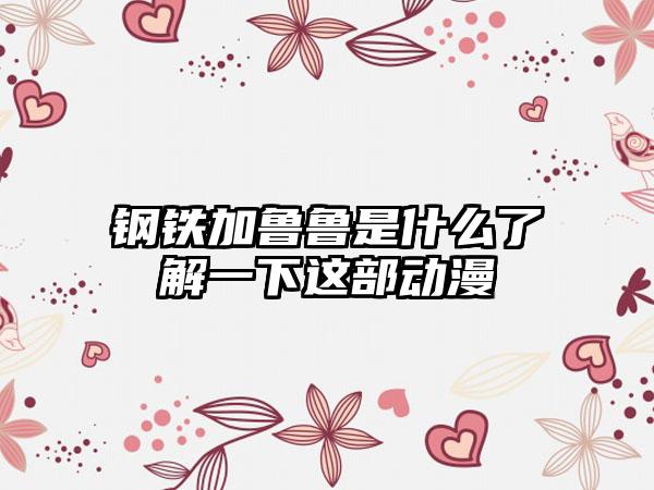 钢铁加鲁鲁是什么了解一下这部动漫