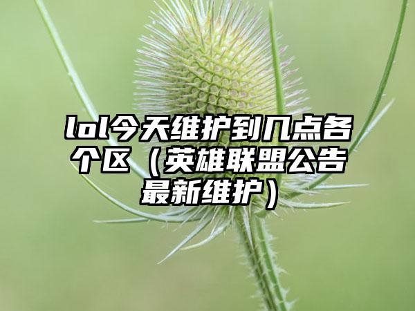 lol今天维护到几点各个区（英雄联盟公告最新维护）