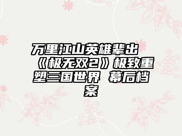 万里江山英雄辈出《极无双2》极致重塑三国世界 幕后档案