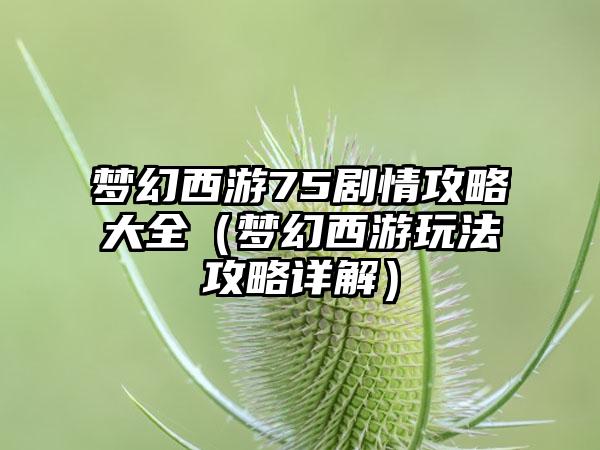 梦幻西游75剧情攻略大全（梦幻西游玩法攻略详解）