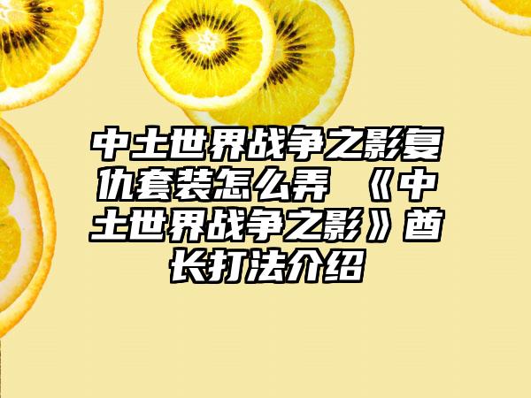 中土世界战争之影复仇套装怎么弄 《中土世界战争之影》酋长打法介绍