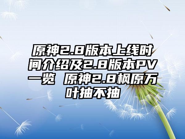 原神2.8版本上线时间介绍及2.8版本PV一览 原神2.8枫原万叶抽不抽