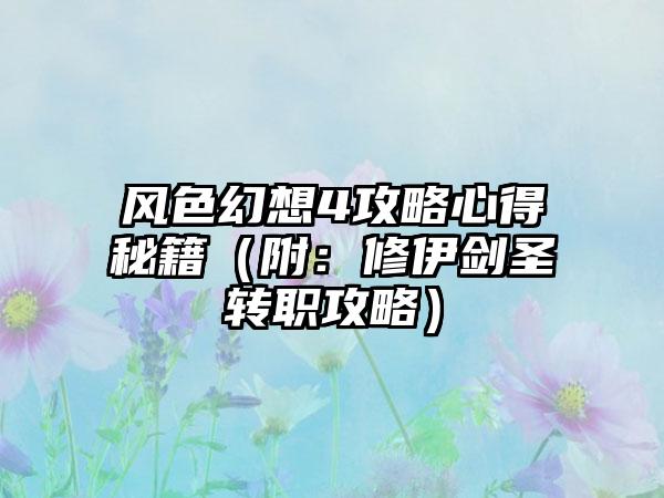 风色幻想4攻略心得秘籍（附：修伊剑圣转职攻略）