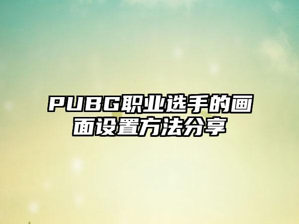 PUBG职业选手的画面设置方法分享
