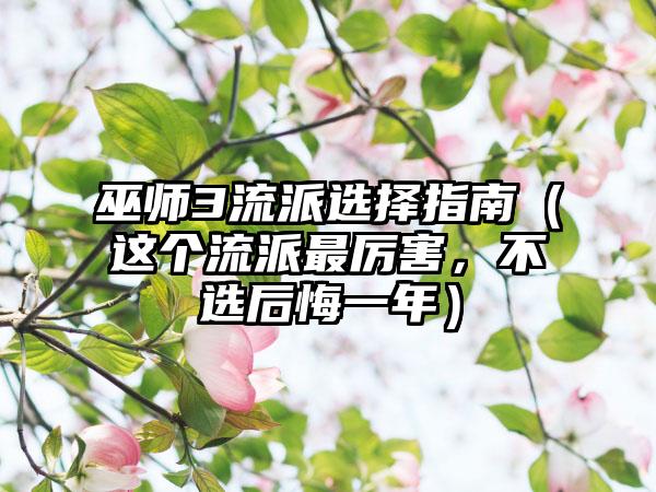 巫师3流派选择指南（这个流派最厉害，不选后悔一年）