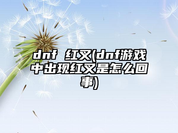 dnf 红叉(dnf游戏中出现红叉是怎么回事)