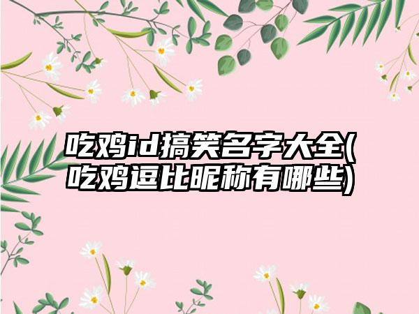 吃鸡id搞笑名字大全(吃鸡逗比昵称有哪些)