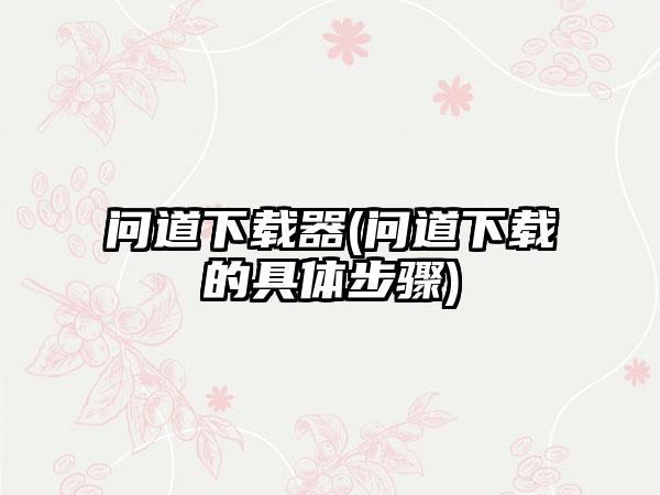 问道器(问道的具体步骤)