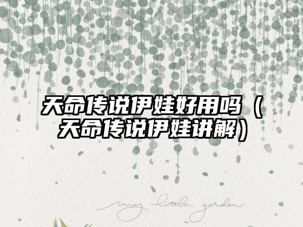 天命传说伊娃好用吗（天命传说伊娃讲解）