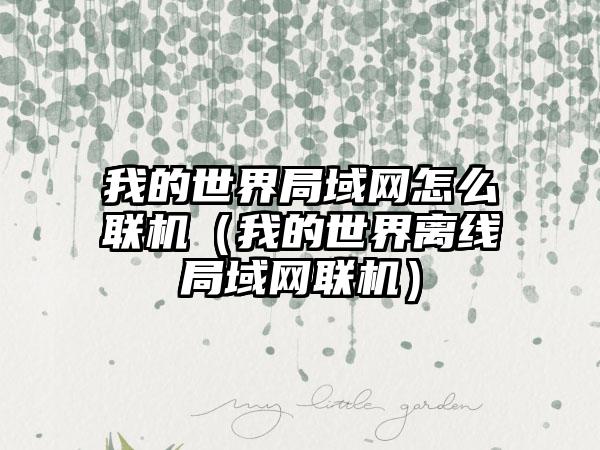 我的世界局域网怎么联机（我的世界离线局域网联机）