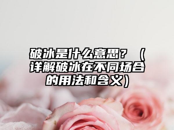 破冰是什么意思？（详解破冰在不同场合的用法和含义）