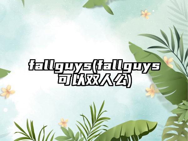 fallguys(fallguys可以双人么)