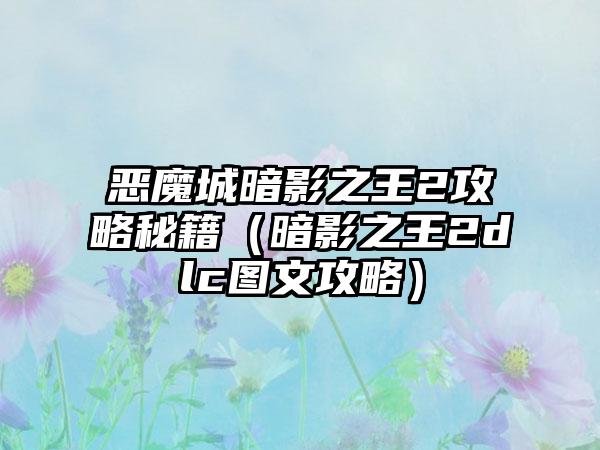 恶魔城暗影之王2攻略秘籍（暗影之王2dlc图文攻略）