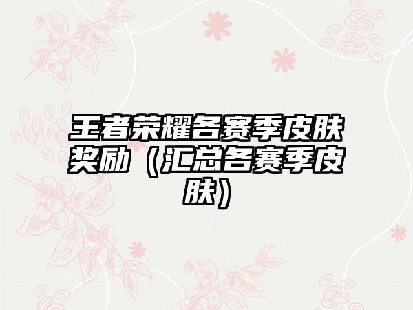 王者荣耀各赛季皮肤奖励（汇总各赛季皮肤）