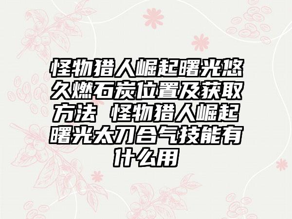 怪物猎人崛起曙光悠久燃石炭位置及获取方法 怪物猎人崛起曙光太刀合气技能有什么用