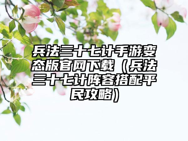 兵法三十七计手游变态版（兵法三十七计阵容搭配平民攻略）