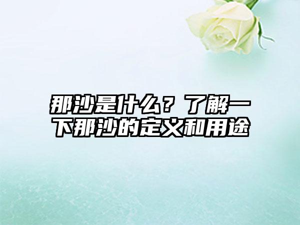 那沙是什么？了解一下那沙的定义和用途