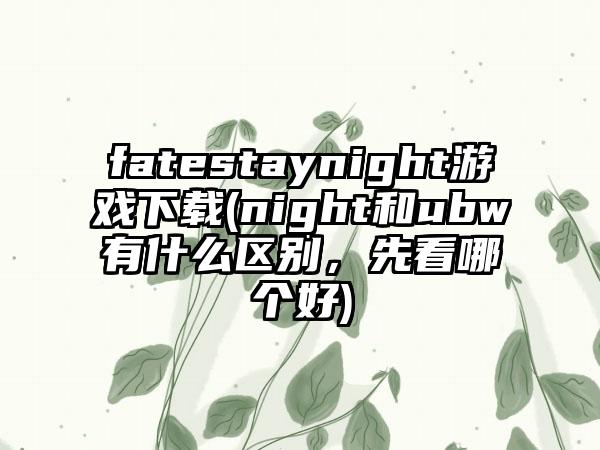 fatestaynight游戏(night和ubw有什么区别，先看哪个好)