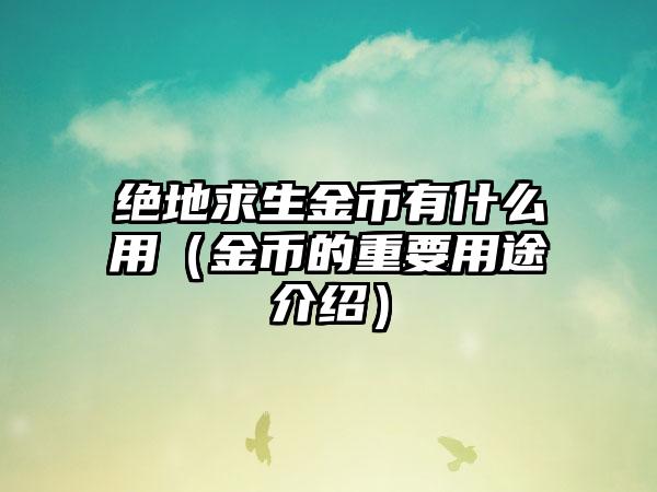 绝地求生金币有什么用（金币的重要用途介绍）