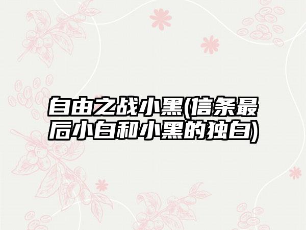 自由之战小黑(信条最后小白和小黑的独白)