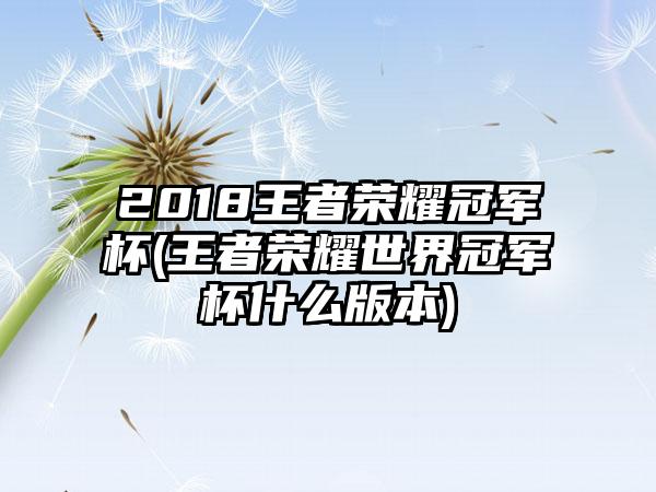 2018王者荣耀冠军杯(王者荣耀世界冠军杯什么版本)