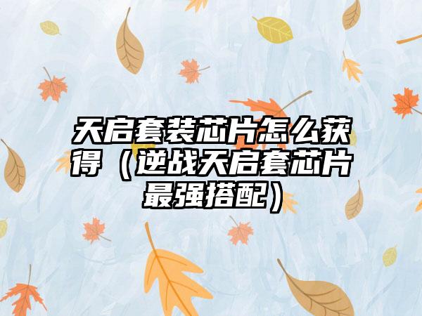 天启套装芯片怎么获得（逆战天启套芯片最强搭配）